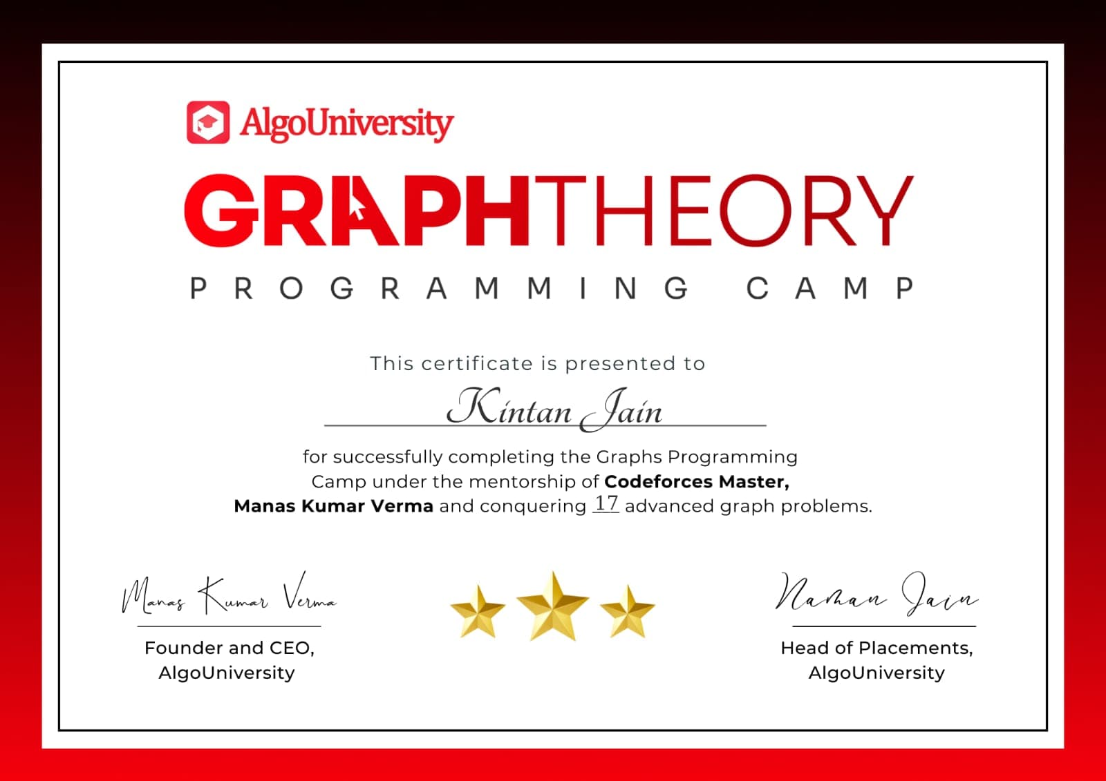 AlgoUniversity Accelerator - Top 1.4% certificate