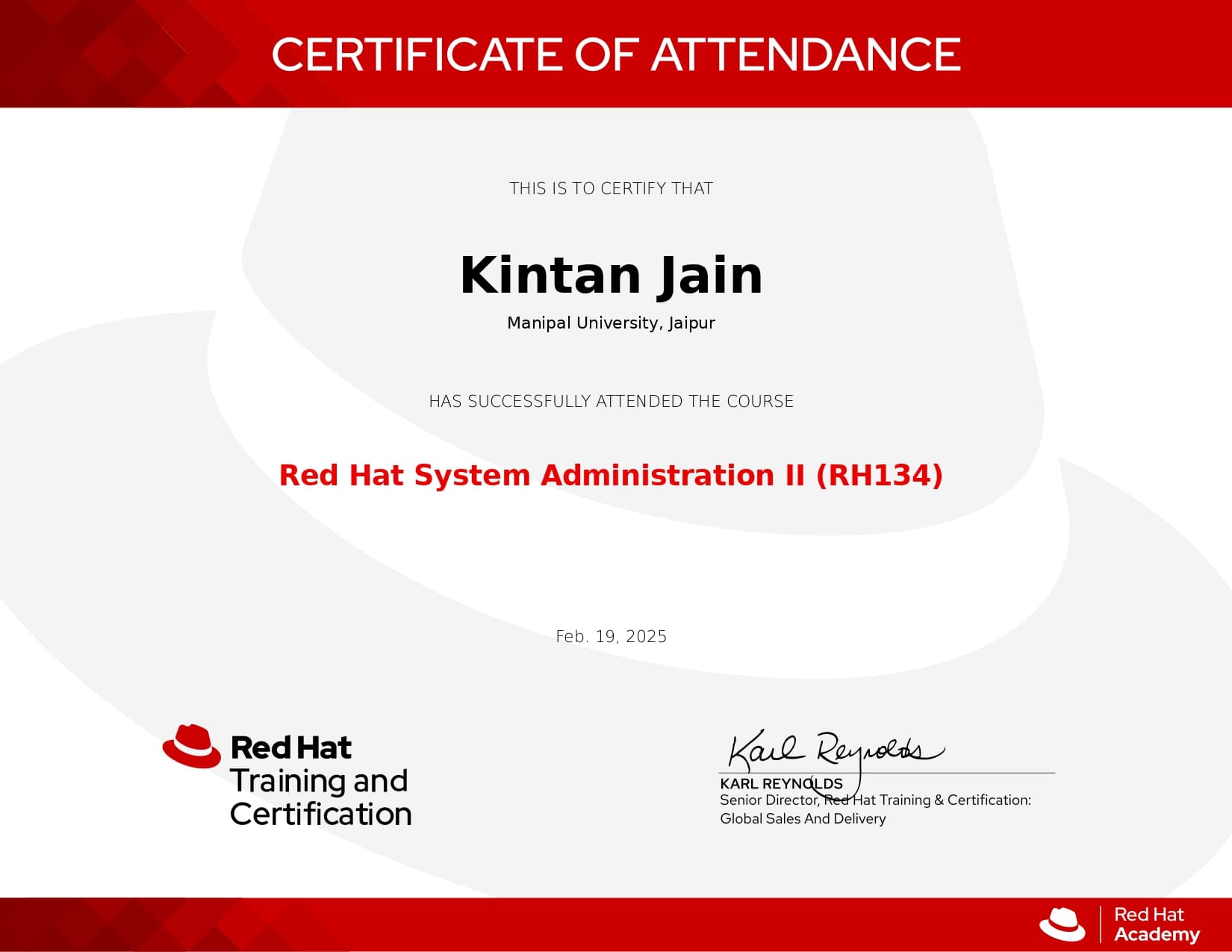Red Hat Certification - DBMS certificate