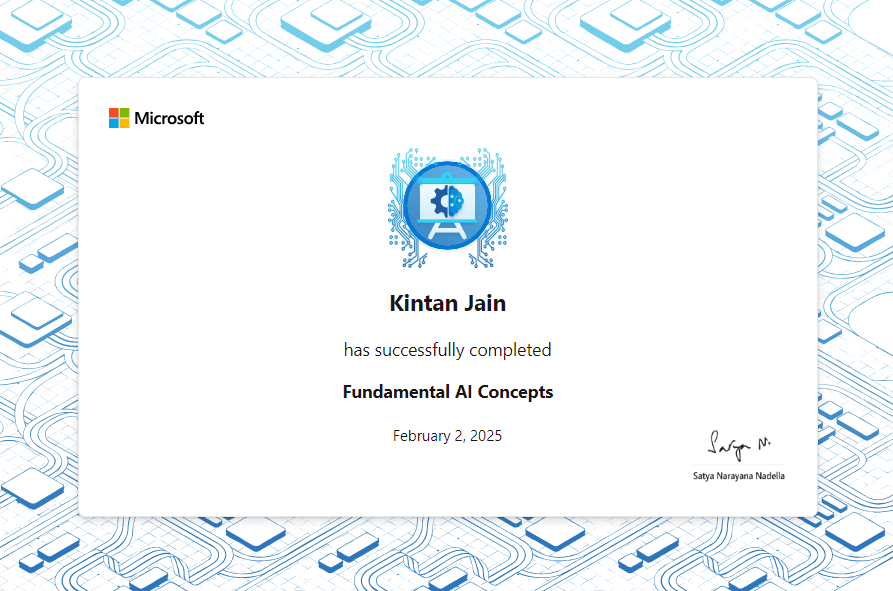 Microsoft Azure AI Fundamentals certificate
